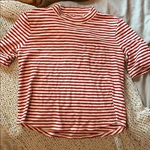 Madewell red and white stripe turtleneck